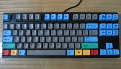 Ducky 9087G2 Pro with blue and grey + RGB dye sub keycaps top view