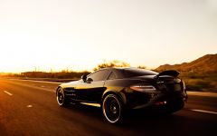Black Mercedes SLR driving On The road 2560x1600
