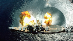 Above view of battleship