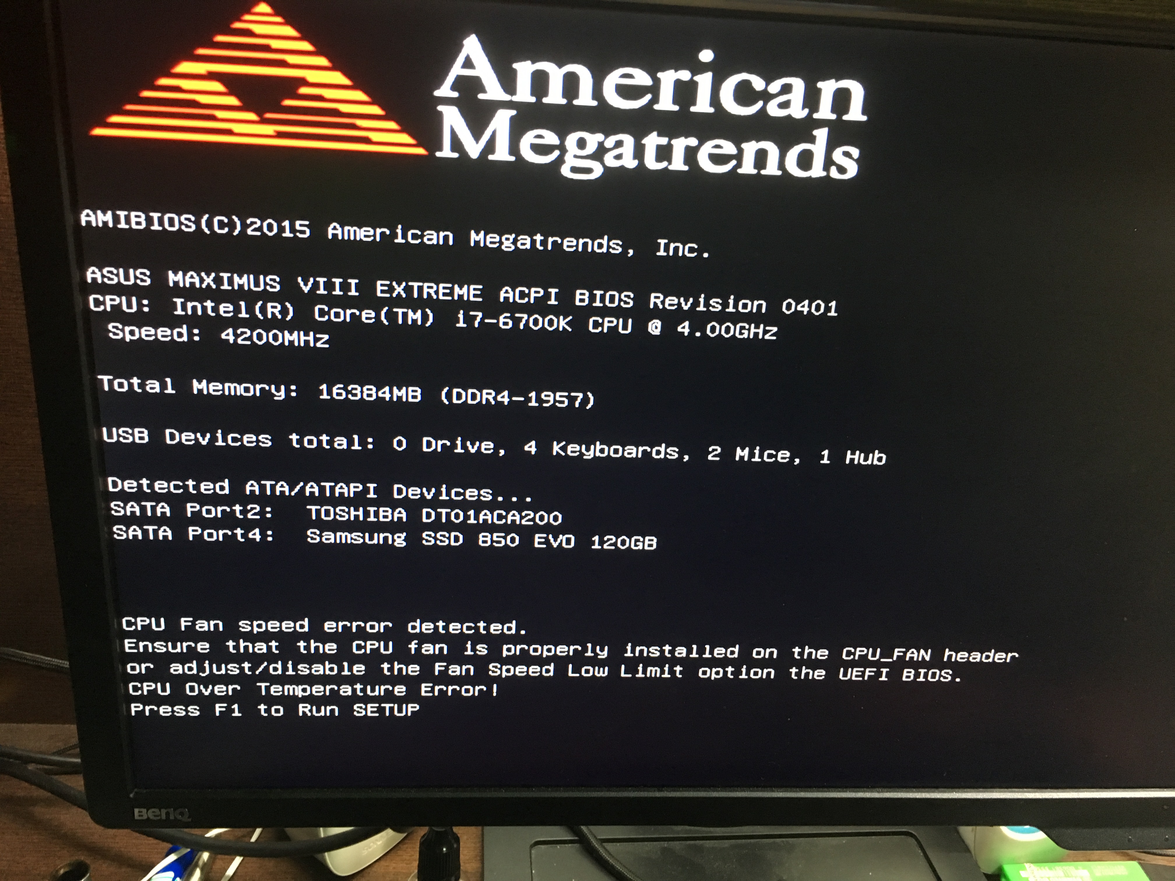 Unable to run Setup on American Megatrends BIOS