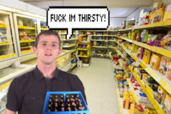 Thirsty Linus Sebastian buyig beer