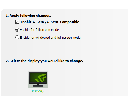 not supported with g sync lcd panel in stock
