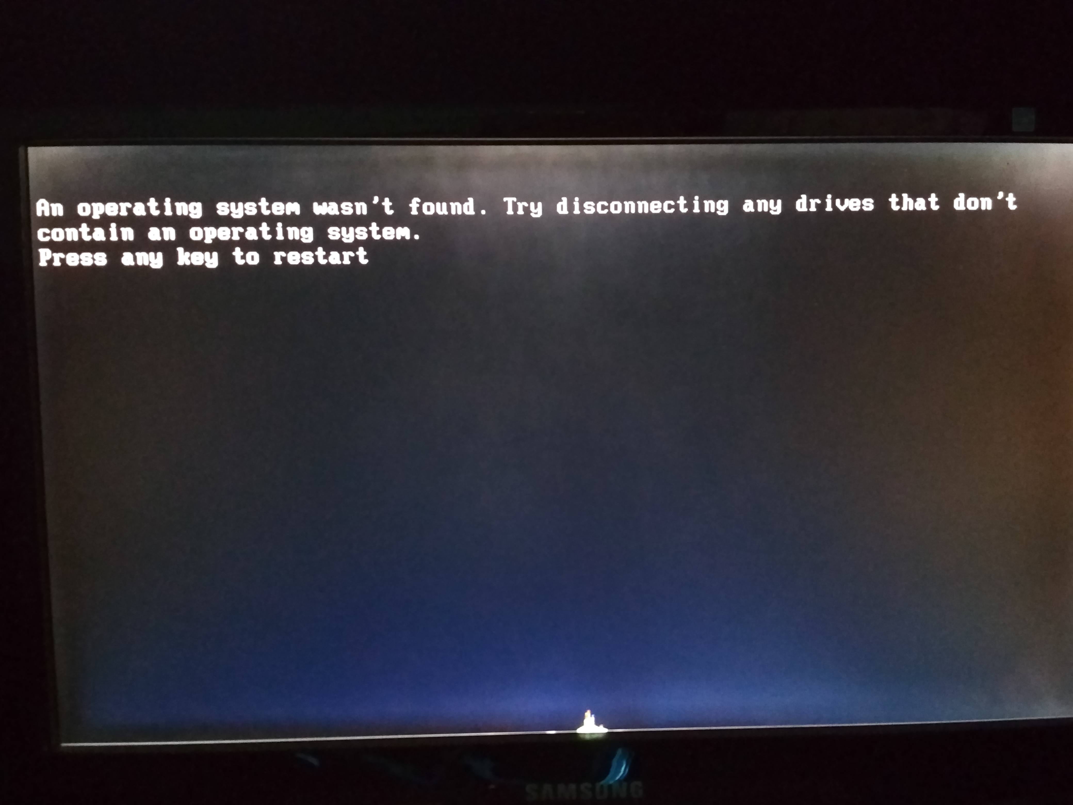 No suitable devices found. Ошибка an operating System. An operating System wasn't found try disconnecting. Операционная система не найдена. Ошибка an operating System wasn't found try disconnecting any Drives.