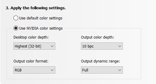 Color output. Output dynamic range. nvidia output. output color depth.