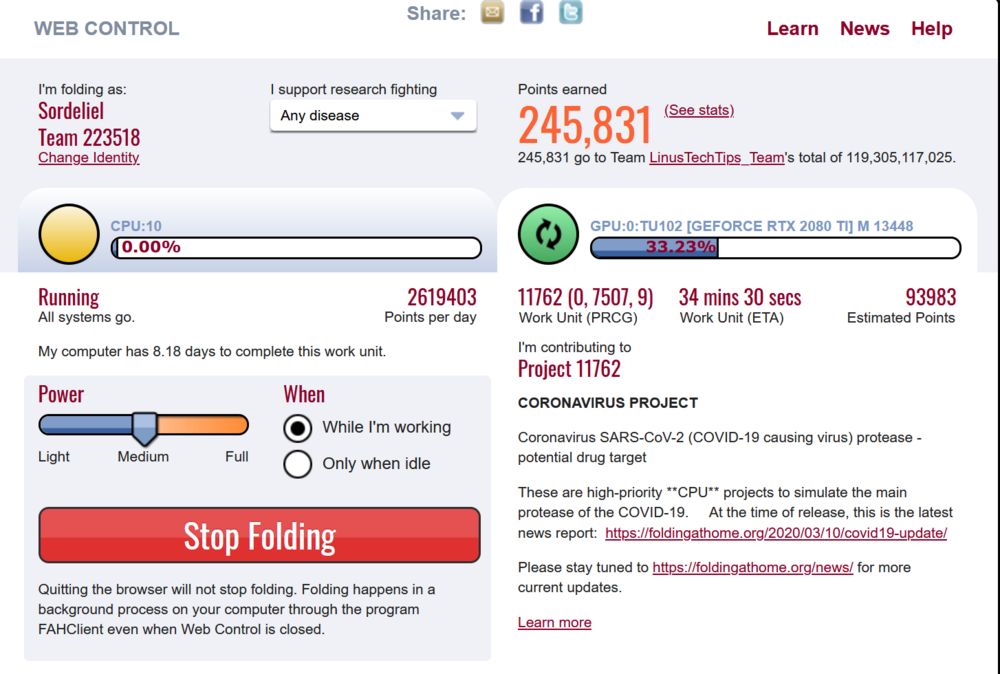 Am I doing it right? Foldinghome, Boinc, and Coin Mining Linus