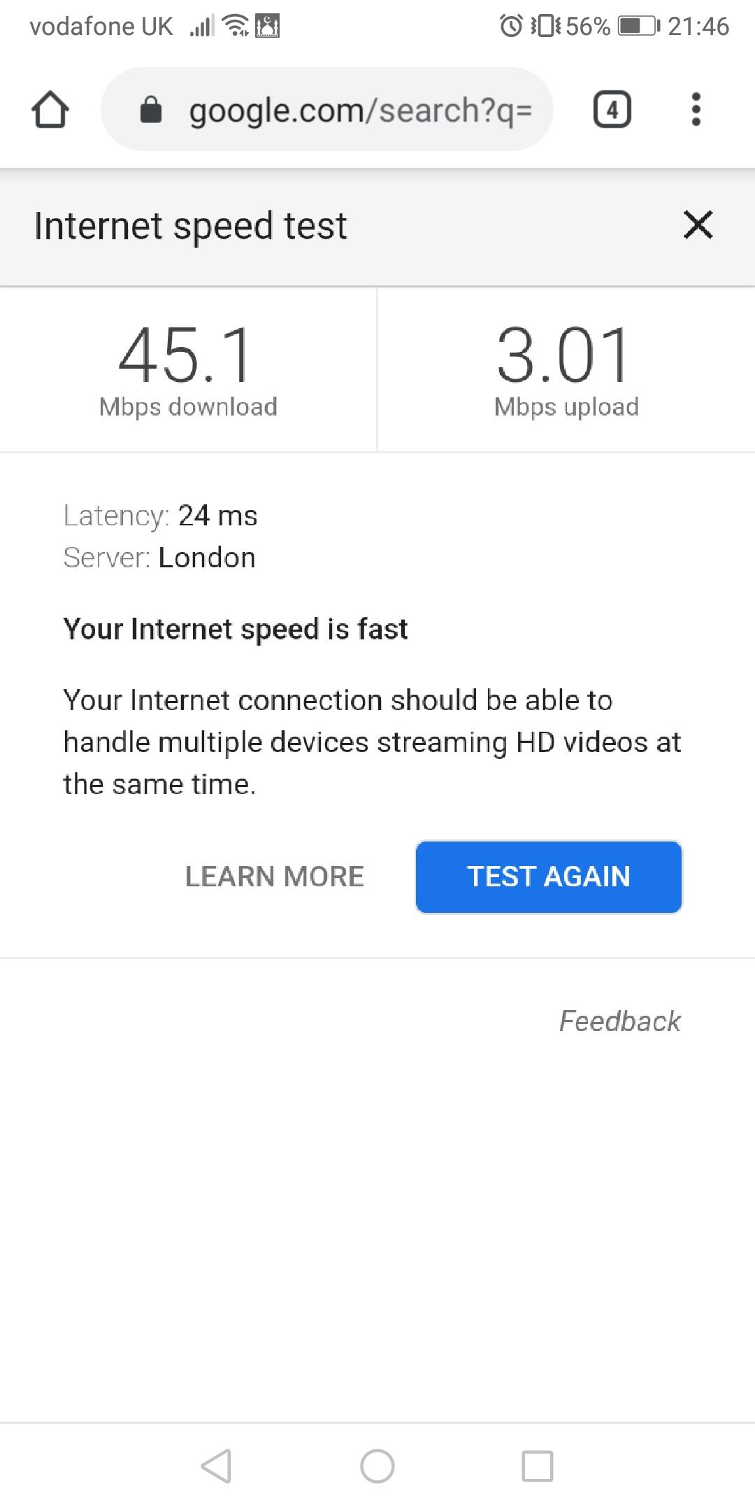 Speed test for Chrome - wifi speed test