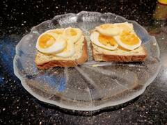 Eggs on Toast with self made topping filling thing.