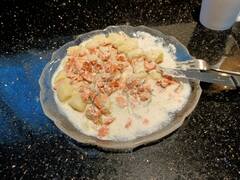 Dinner from Today: Gnocchi with salmon sauce.