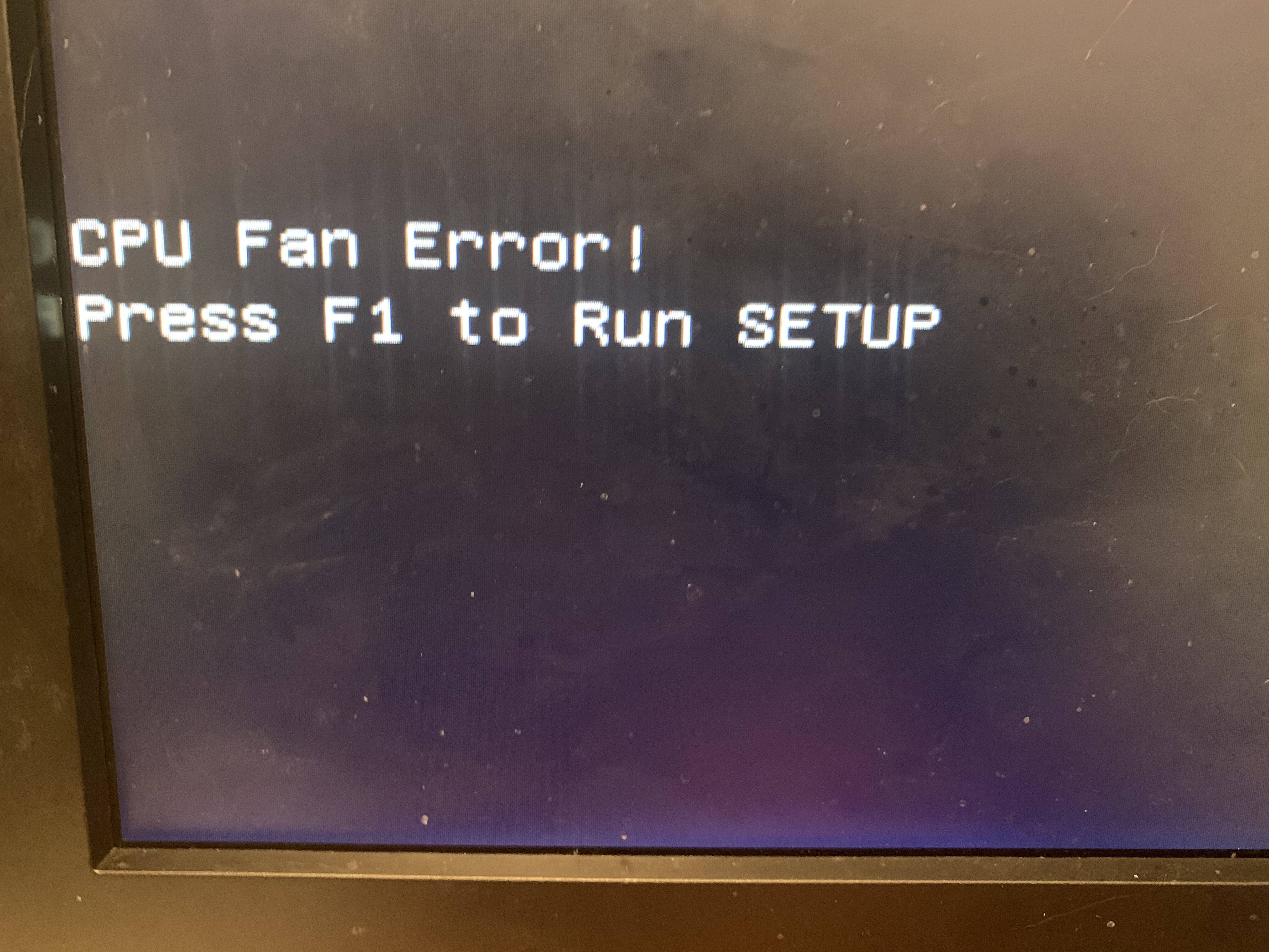 CPU Fan Error! Press F1 to Run SETUP : r/techsupport