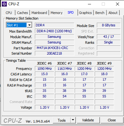 ddr4 ram 2400 mhz showing up as 1200 mhz