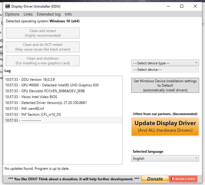 Lenovo L340 no longer picking up GPU GTX 1050 Troubleshooting