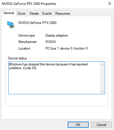 No GPU working in my computer, code 43 - Graphics Cards No GPU working in my computer, code 43 - Graphics Cards