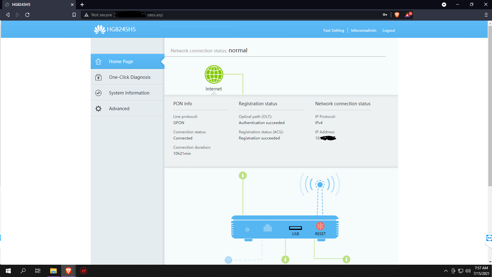 telecomadmin hg8245h5