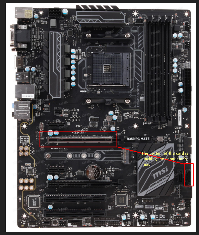 werkwoord Manhattan groei MSI B350 PC Mate, RTX 2060 blocking 90-degree angle header SATA (SSD)  cable. - CPUs, Motherboards, and Memory - Linus Tech Tips