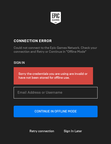 Epic Games Offline Activation