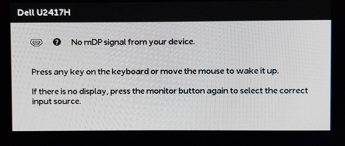 dell u2417h no mdp signal