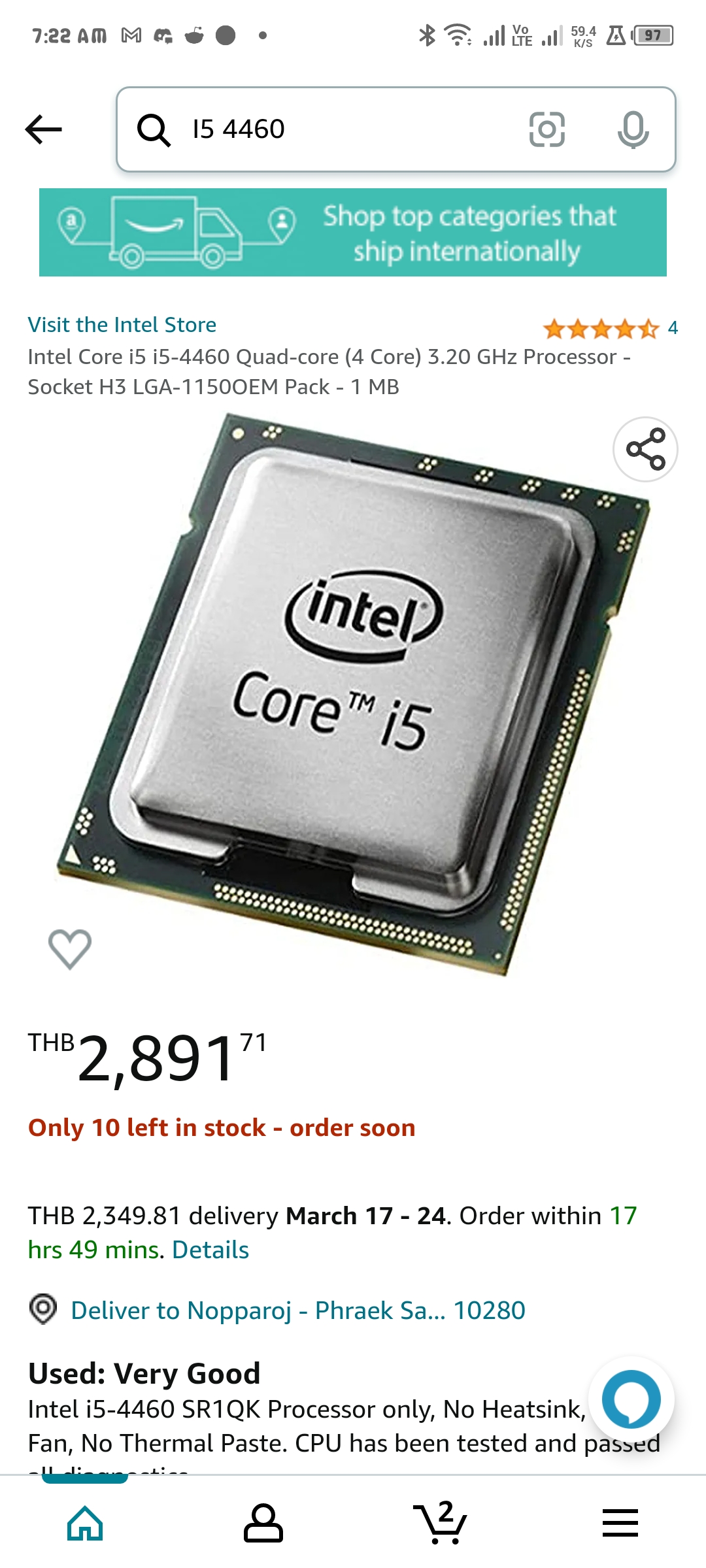intel Core I5 4460 at Kaidee and Amazon - CPUs, Motherboards, and