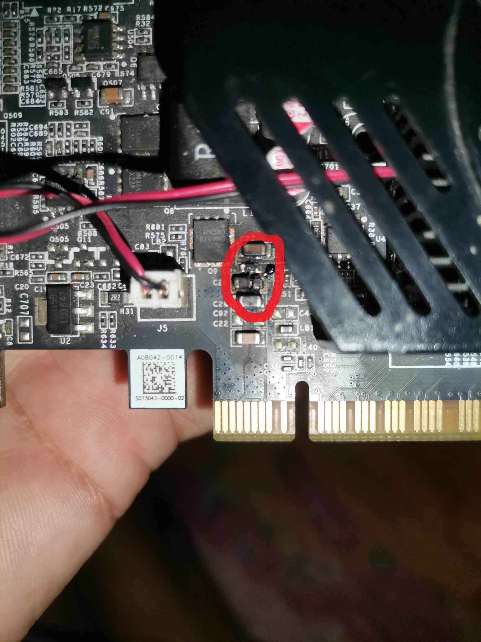 can someone help me identify this capacitors? this is a Ninja/Afox GT 730  4gb ddr3 128 bit GPU. I blew its capacitors when I plugged it in. -  Graphics Cards - Linus Tech Tips
