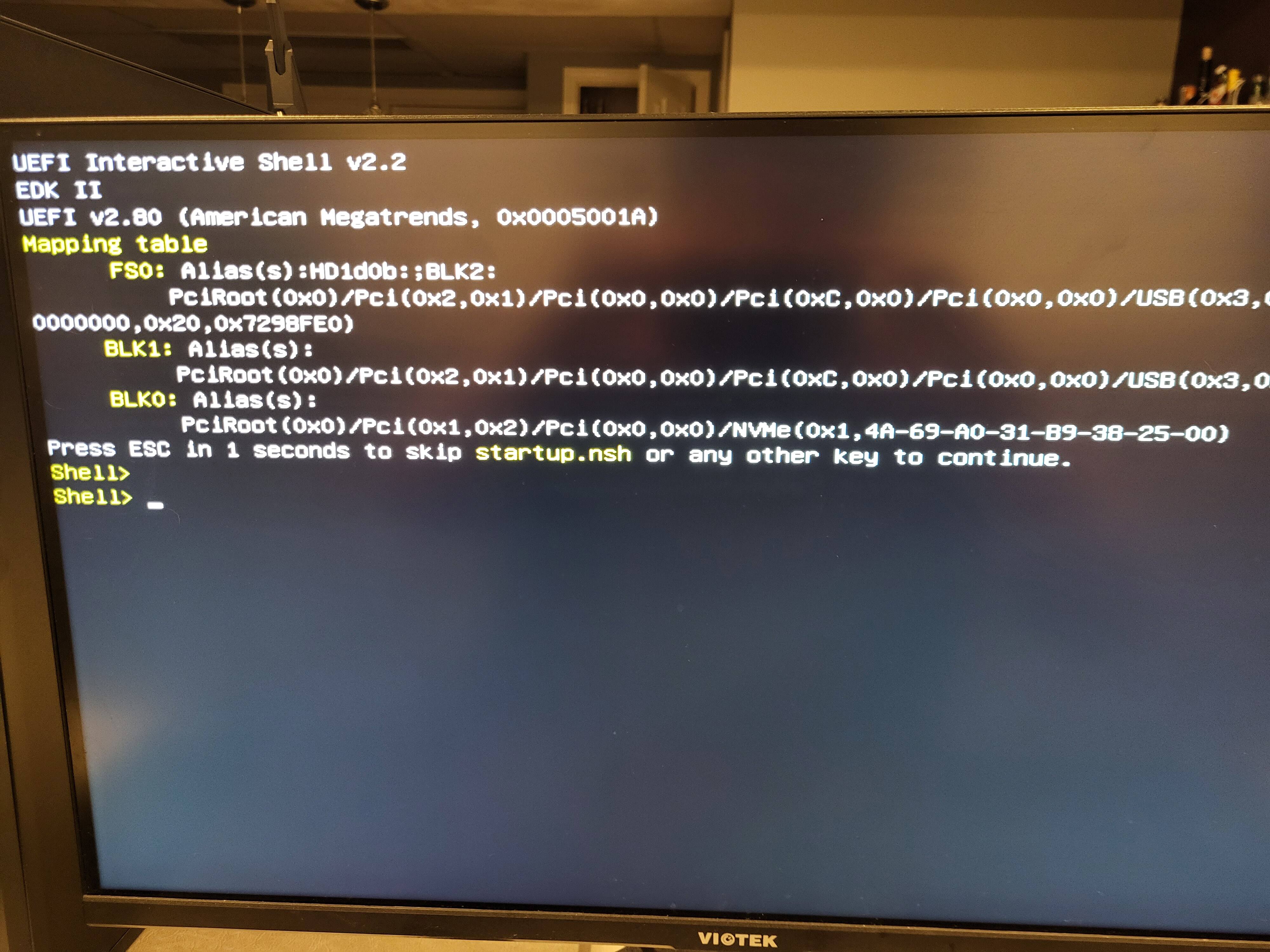 Question - Black screen when trying to start UEFI BIOS