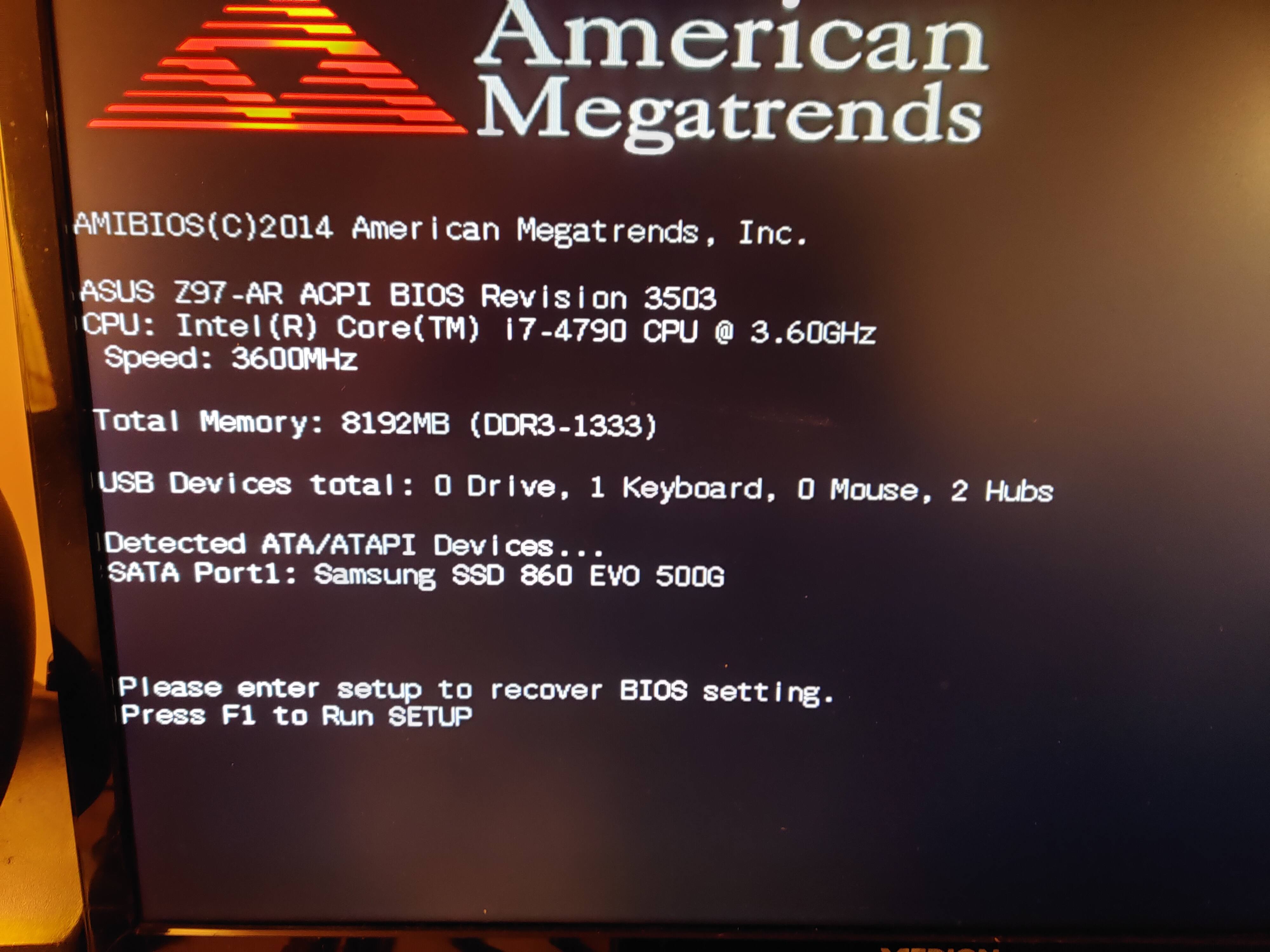 Press F1 to Run SETUP won't work on American Megatrends screen : r