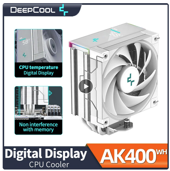 DeepCool AK400 DIGITAL Air Cooler, Single Tower, Real-Time CPU Status  Screen, 4