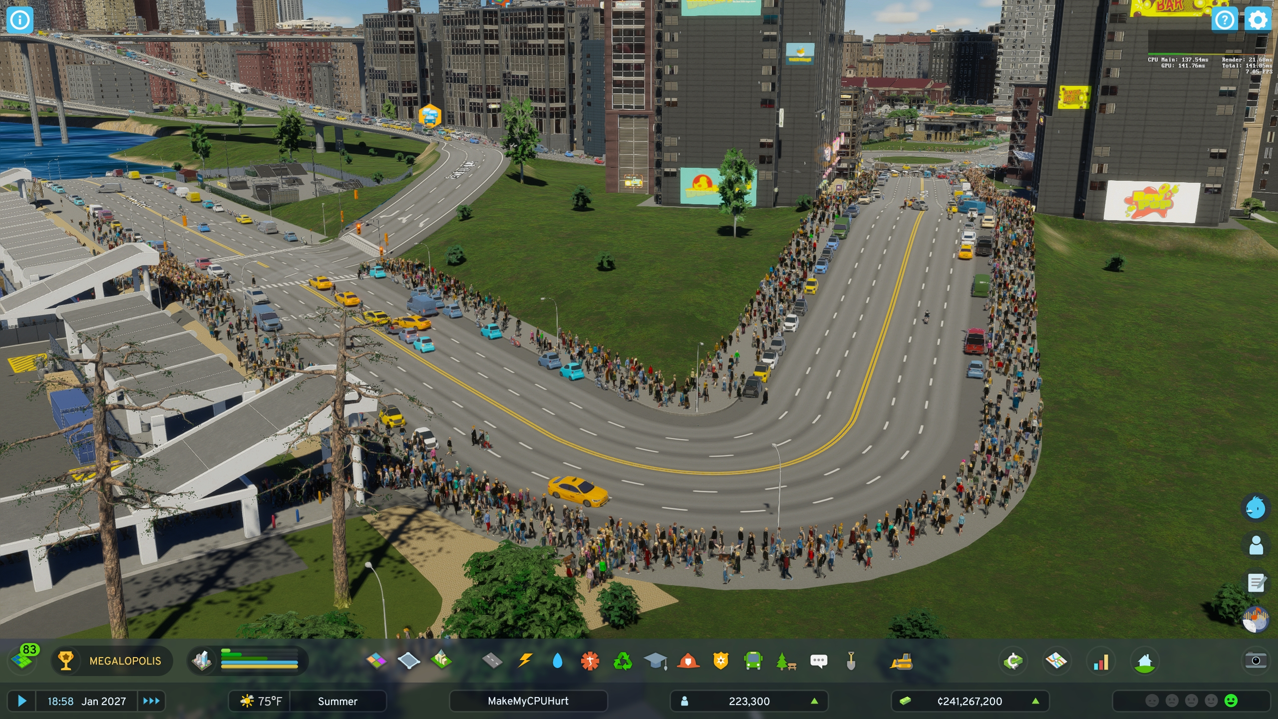 Mod «Performance Test – 100k population» for Cities: Skylines 2