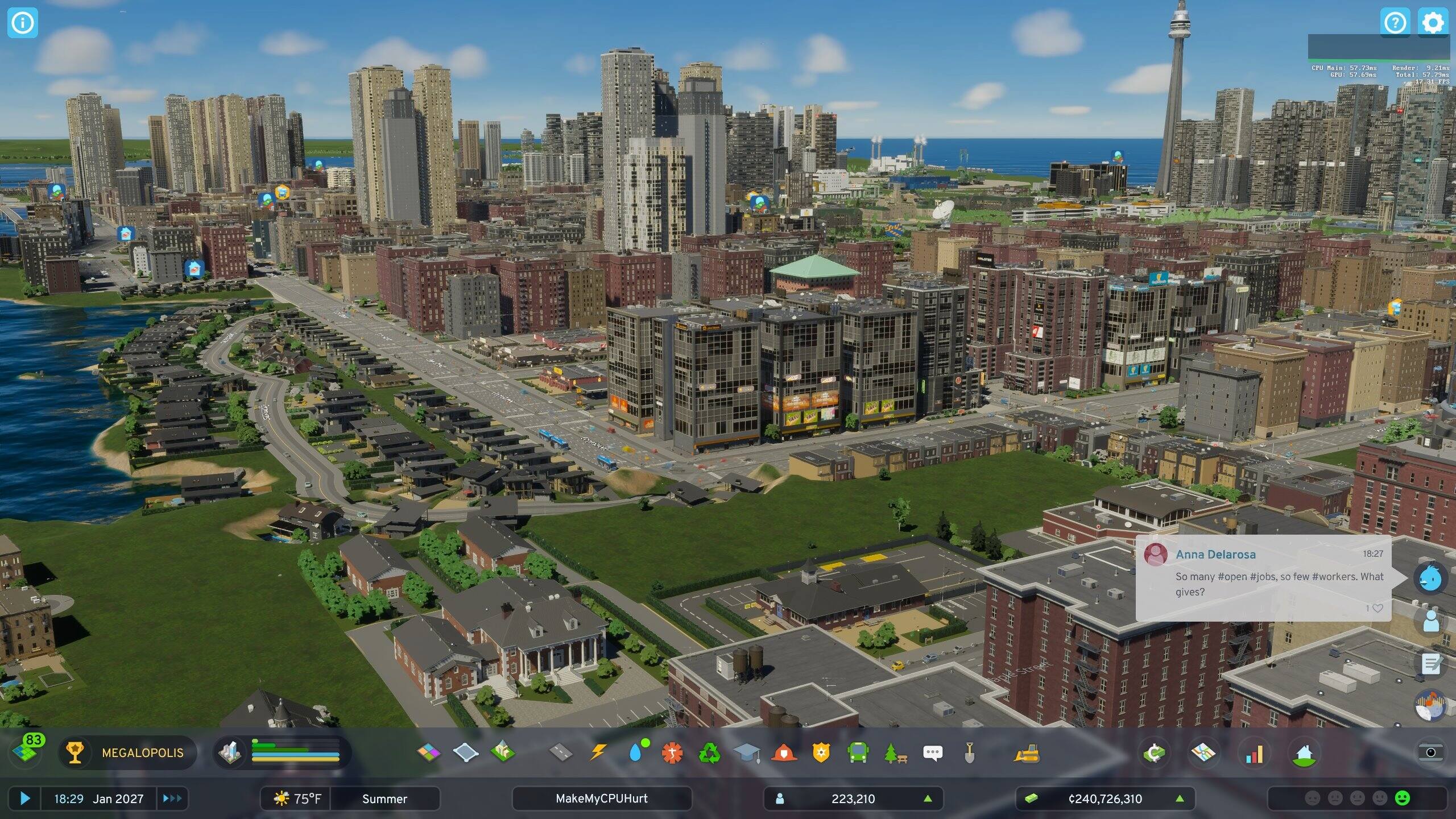 Mod «Performance Test – 100k population» for Cities: Skylines 2