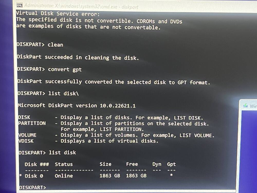 Cannot install windows! Windows cannot be installed to this disk. The