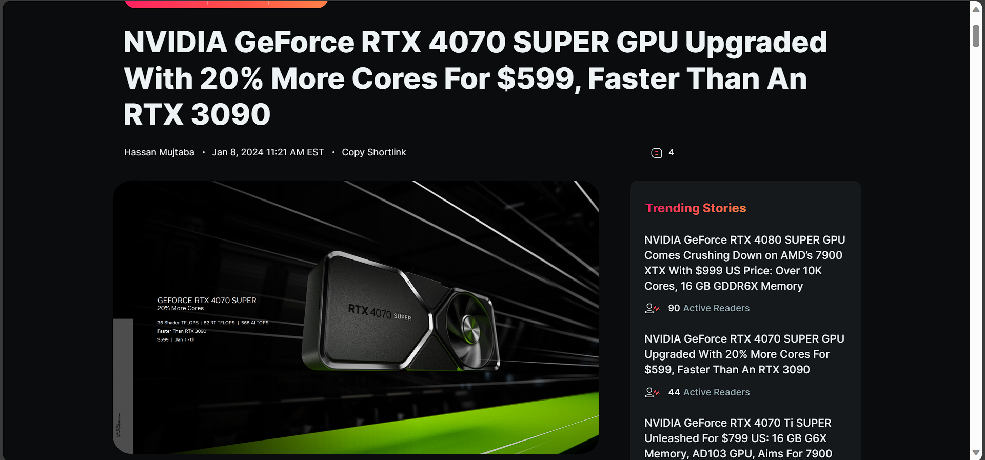 NVIDIA GeForce RTX 4080 SUPER GPU To Get 20 GB GDDR6X Memory